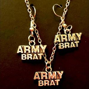 2 Piece Army Brat Necklace & Earrings